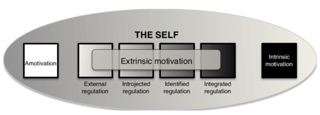 The Self-Determination Theory Motivation Taxonomy from " Intrinsic and extrinsic motivations: Classic definitions and new directions, " by Ryan, R. M., & Deci, E. L., 2000, Contemporary Educational Psychology, 25. p. 61.